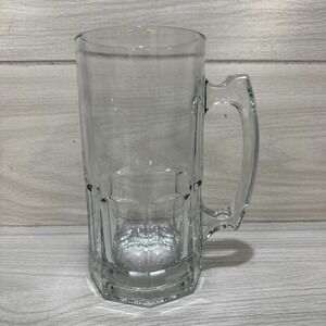 KIG Malaysia Extra Large Heavy Bottom Beer Mug‎ Clear Glass 8x4" Vintage